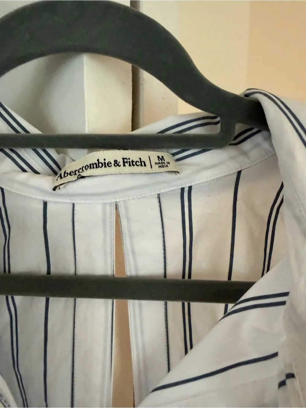 Abercrombie & Fitch Open Back White/Blue Pinstripe Top